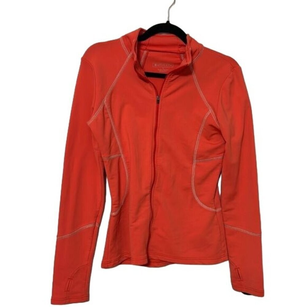 Athleta tangerine colored zip up running jacket Size Small